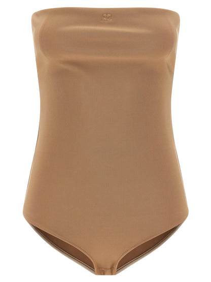 Bodysuit by Courrèges for women in stretch polyamide viscose beige showcases a enviable silhouette, elegantly detailed with a enviable sleeveless and for a truly enviable finish.