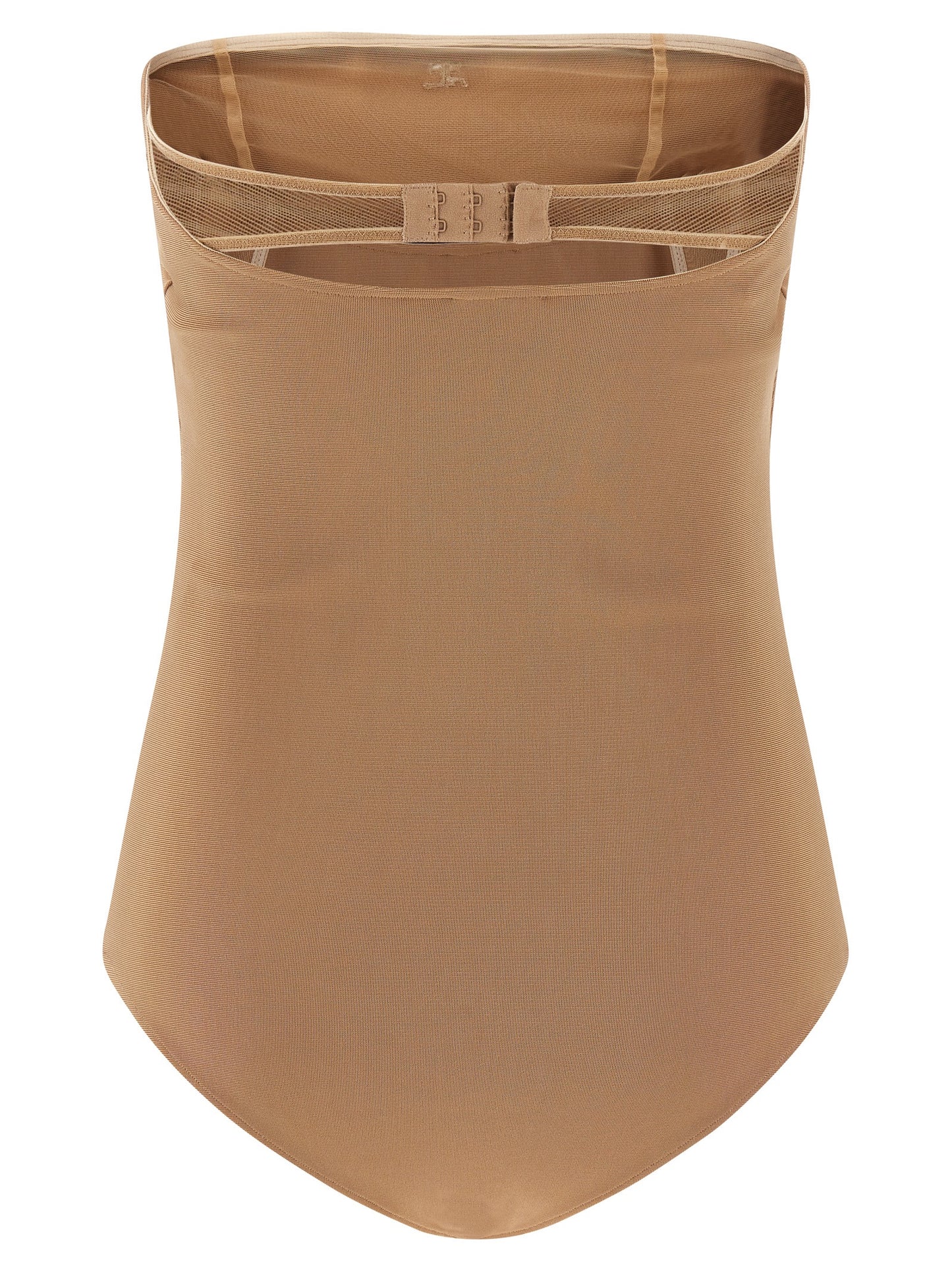 Bodysuit by Courrèges for women in stretch polyamide viscose beige showcases a coveted silhouette, artfully finished with a coveted and for a coveted look.
