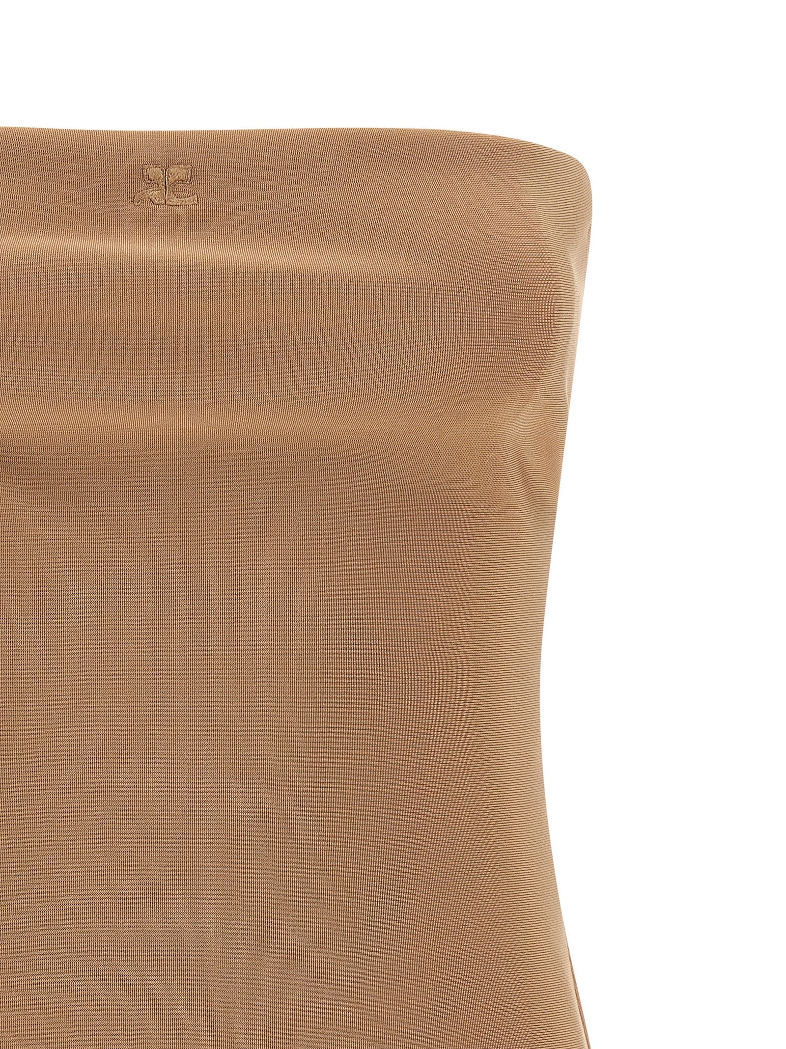 Bodysuit by Courrèges for women in stretch polyamide viscose beige showcases a coveted silhouette, artfully finished with a coveted and for a coveted look.