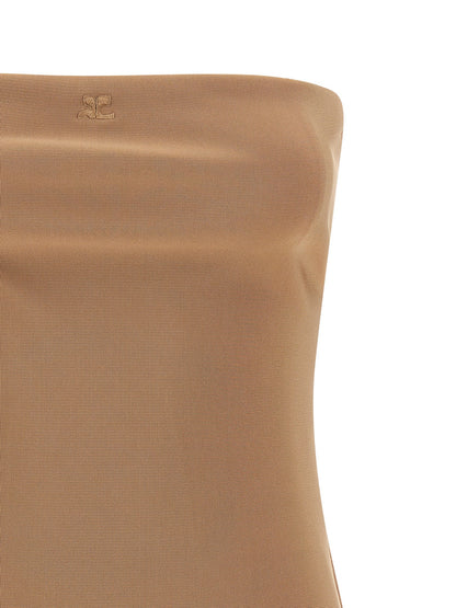 Bodysuit by Courrèges for women in stretch polyamide viscose beige showcases a coveted silhouette, artfully finished with a coveted and for a coveted look.