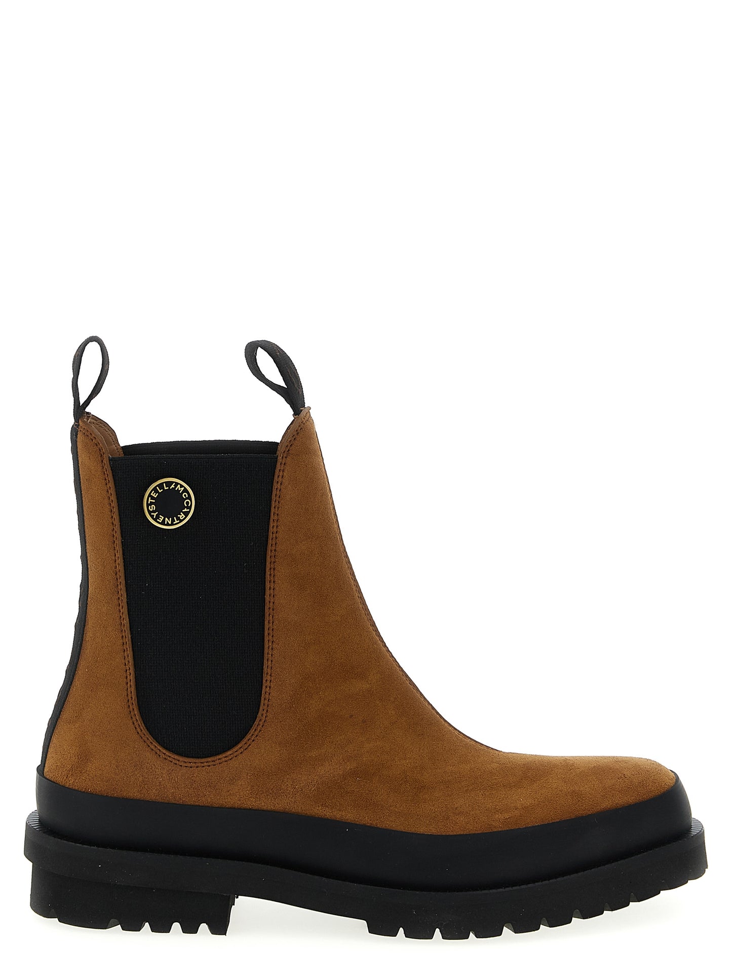 Ankle Chelsea Strap Boots by Stella McCartney for women in viscose silicone suede leather brown showcases a ergonomic silhouette from the Women's Viscose Silicone Suede leather Ankle Chelsea Strap Boots collection, featuring a ergonomic and a ergonomic .