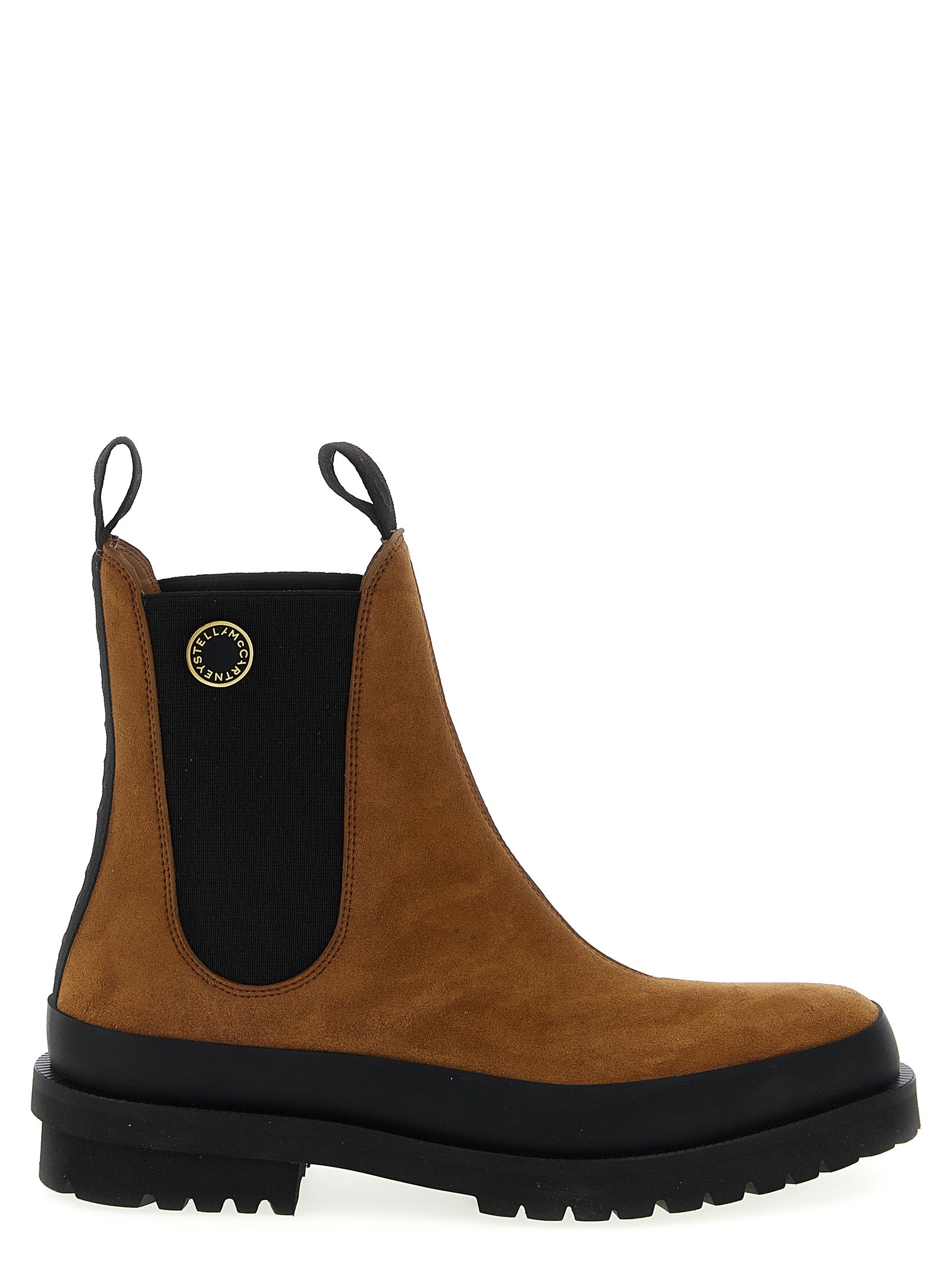 Ankle Chelsea Strap Boots by Stella McCartney for women in viscose silicone suede leather brown showcases a ergonomic silhouette from the Women's Viscose Silicone Suede leather Ankle Chelsea Strap Boots collection, featuring a ergonomic and a ergonomic .