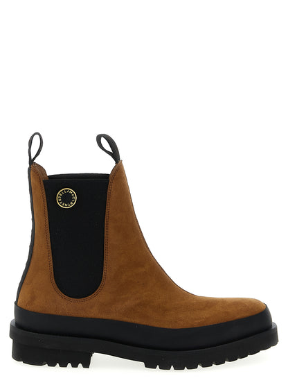Ankle Chelsea Strap Boots by Stella McCartney for women in viscose silicone suede leather brown showcases a ergonomic silhouette from the Women's Viscose Silicone Suede leather Ankle Chelsea Strap Boots collection, featuring a ergonomic and a ergonomic .