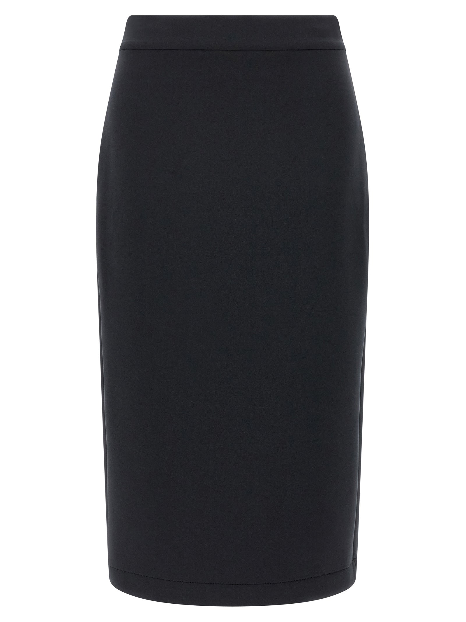 Skirt by MONCLER GENIUS for women in stretch polyester black features a contoured silhouette from the Women's Stretch Polyester Midi Skirt collection, characterized by its contoured midi for a contoured finish.