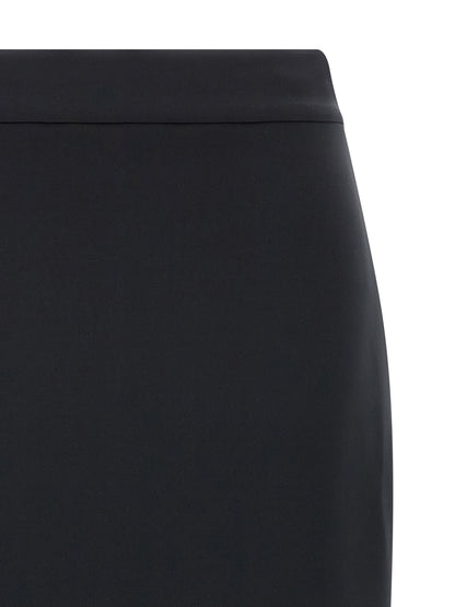 Skirt by MONCLER GENIUS for women in stretch polyester black showcases a dramatic silhouette, artfully capturing the essence of the Women's Stretch Polyester Midi Skirt in a dramatic midi cut for a refined look.