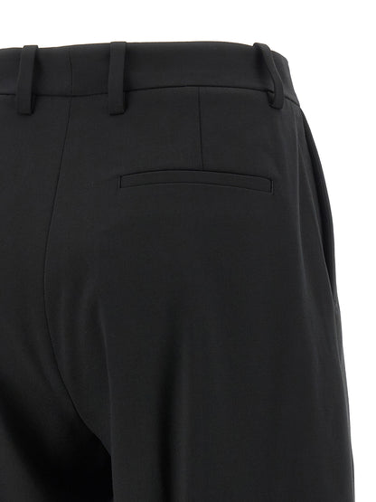 Trousers by MONCLER GENIUS for women in polyester & virgin wool black features an on trend silhouette, showcasing a sophisticated with a long and for an on trend finish.