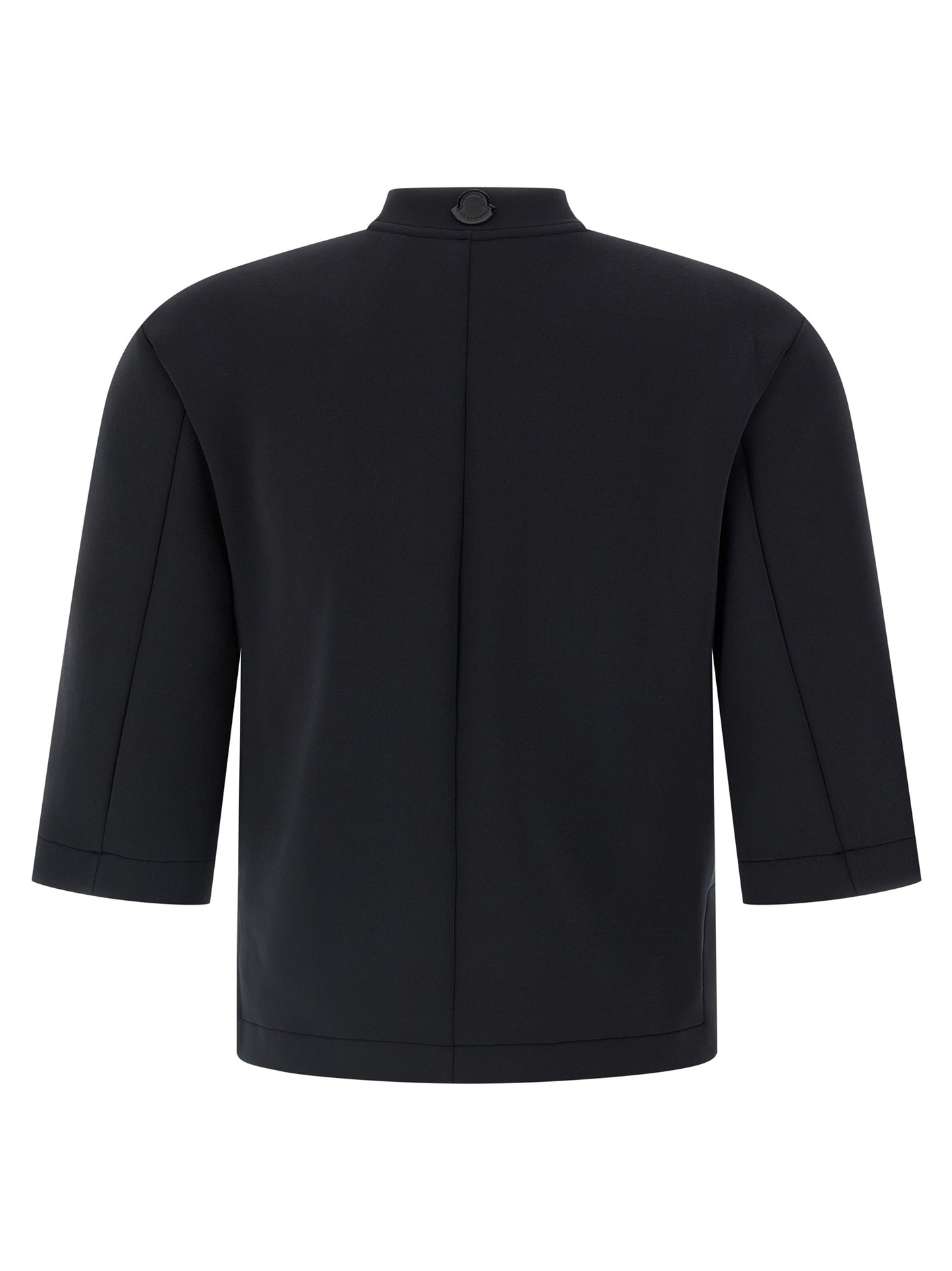 Activewear T-Shirt by MONCLER GENIUS for women in stretch polyester black features a sporty silhouette with and high-neck neckline, showcasing innovative for a sporty finish.