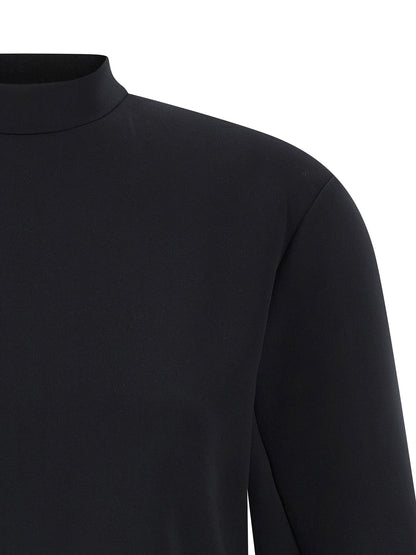 Activewear T-Shirt by MONCLER GENIUS for women in stretch polyester black features a dynamic silhouette with and high-neck neckline enhanced by functional .