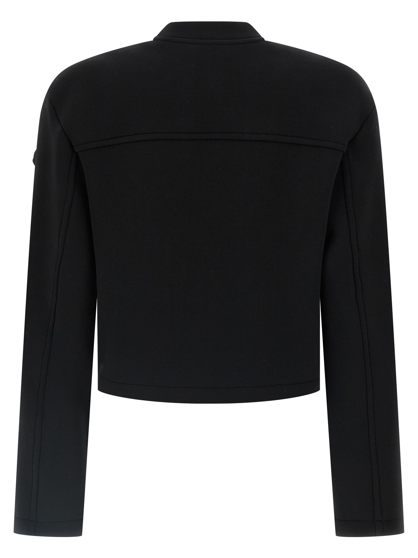 Activewear Sweatshirt by MONCLER GENIUS for women in stretch viscose black features an streamlined silhouette, showcasing the streamlined high-neck neckline and with functional for a premium, athletic look.