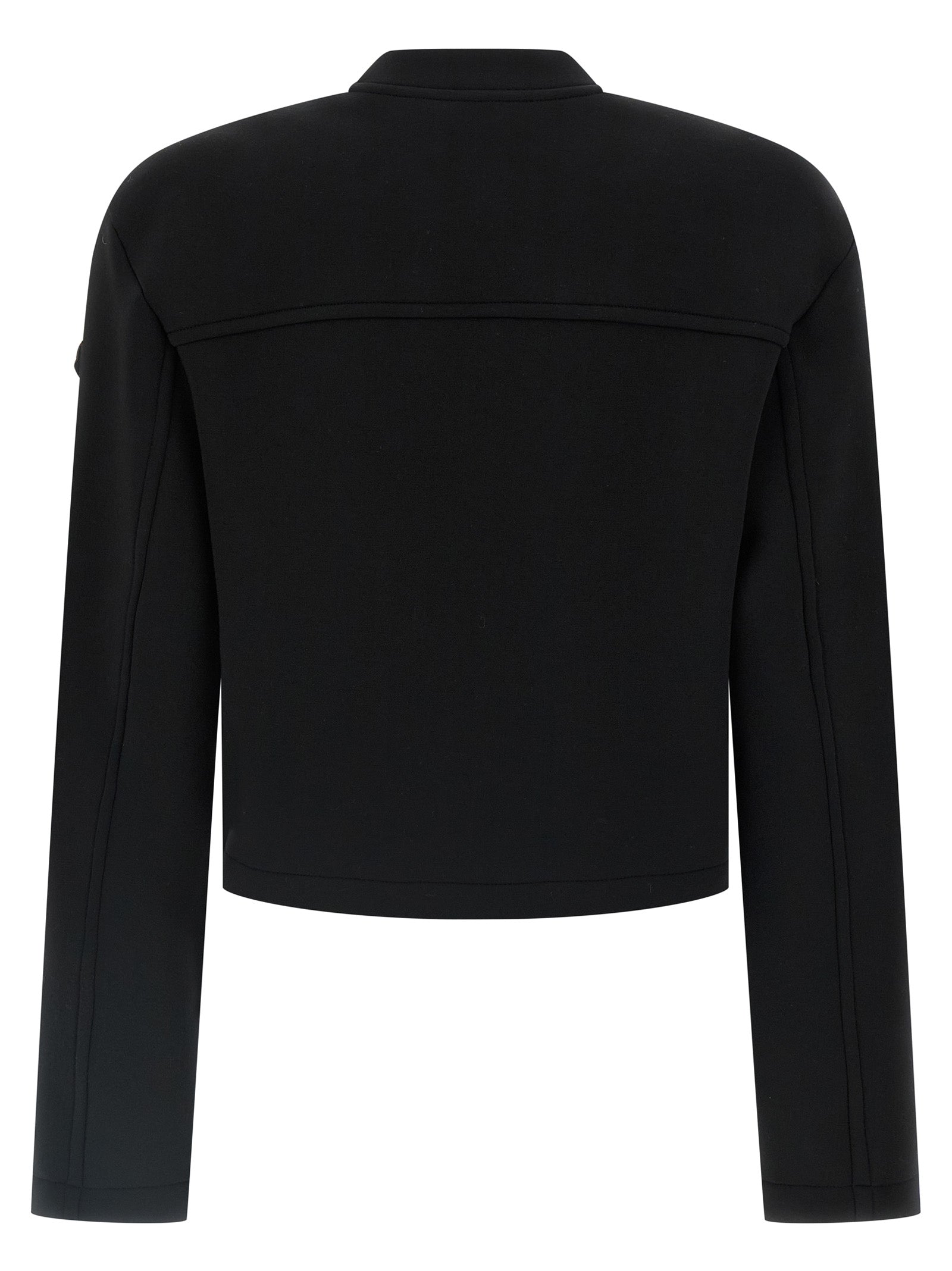 Activewear Sweatshirt by MONCLER GENIUS for women in stretch viscose black features an streamlined silhouette, showcasing the streamlined high-neck neckline and with functional for a premium, athletic look.