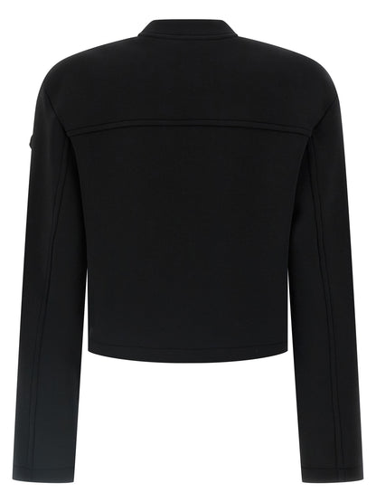 Activewear Sweatshirt by MONCLER GENIUS for women in stretch viscose black features an streamlined silhouette, showcasing the streamlined high-neck neckline and with functional for a premium, athletic look.