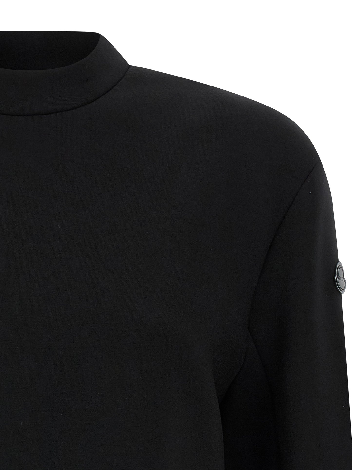 Activewear Sweatshirt by MONCLER GENIUS for women in stretch viscose black presents a dynamic silhouette, featuring a dynamic high-neck neckline and detailed with functional .