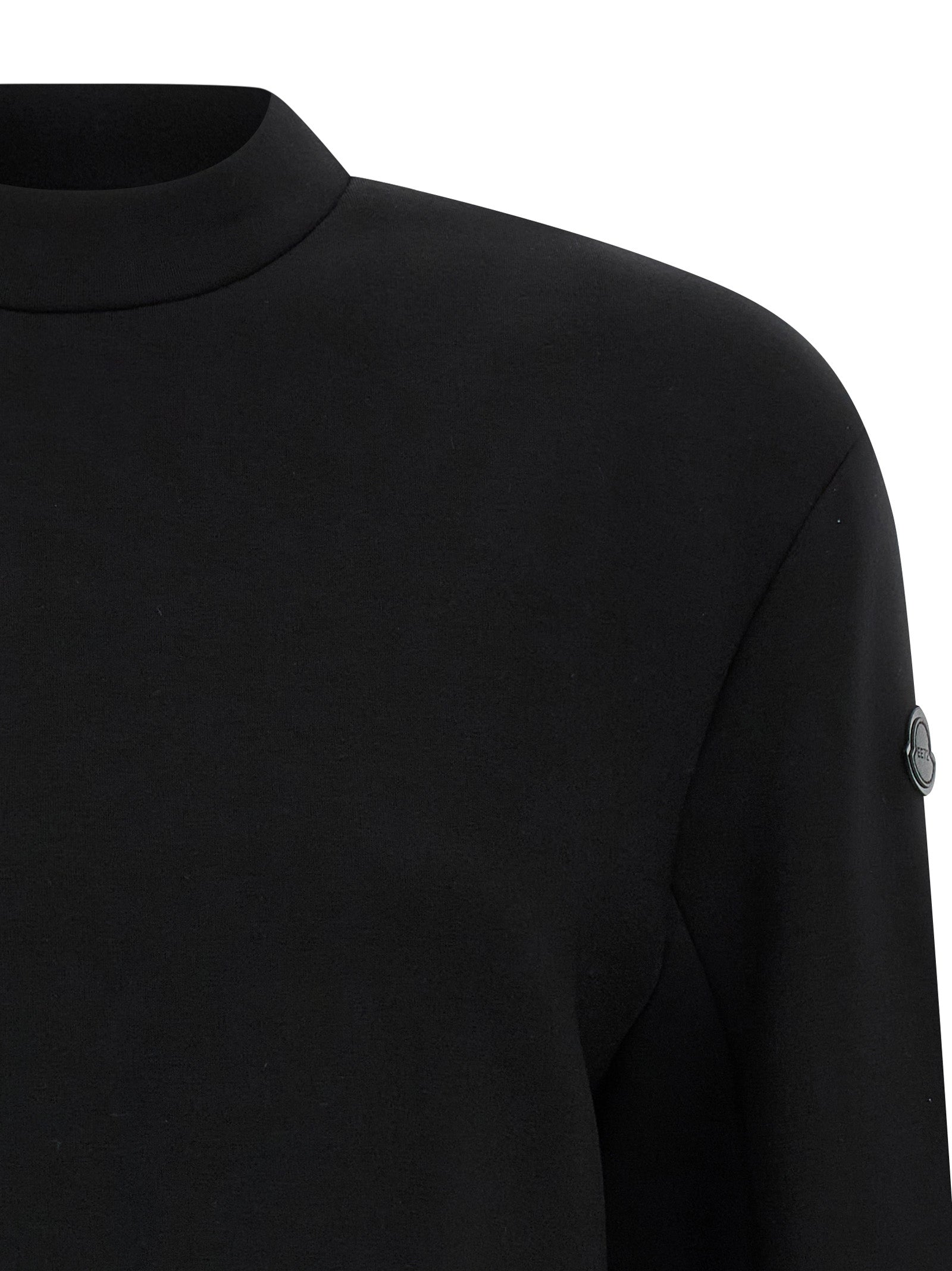 Activewear Sweatshirt by MONCLER GENIUS for women in stretch viscose black presents a dynamic silhouette, featuring a dynamic high-neck neckline and detailed with functional .