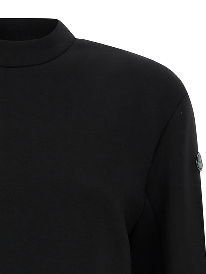 Activewear Sweatshirt by MONCLER GENIUS for women in stretch viscose black presents a dynamic silhouette, featuring a dynamic high-neck neckline and detailed with functional .
