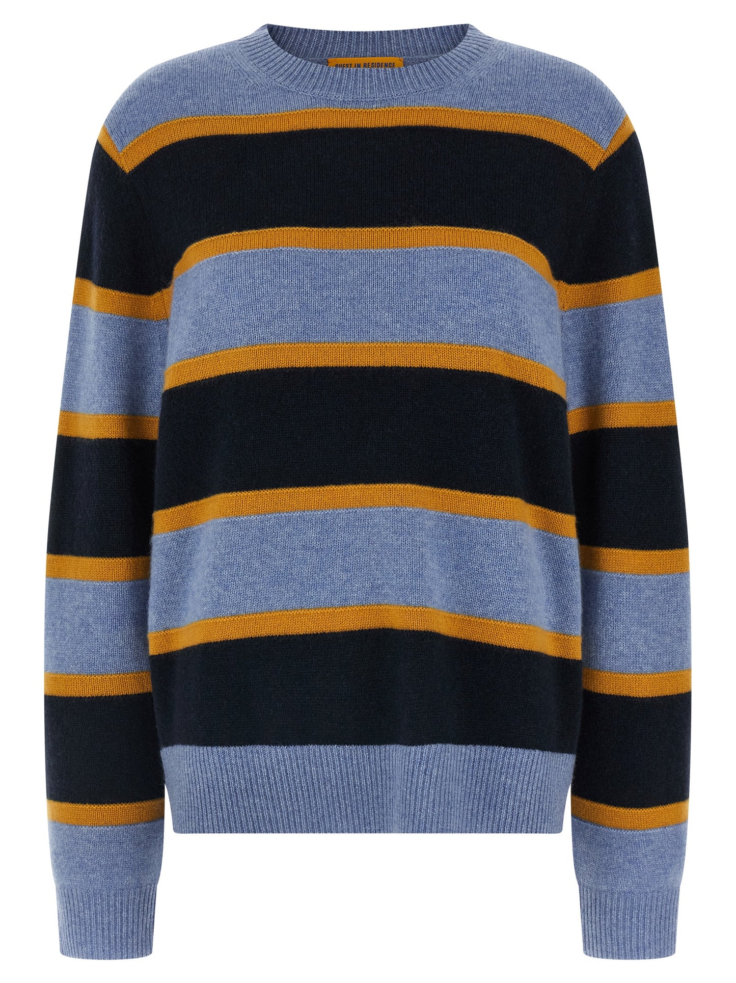 Cardigan by Guest in Residence for women in cashmere multicolor & striped showcases a captivating silhouette, artfully detailed with a captivating and crew neckline for a truly sophisticated captivating look.