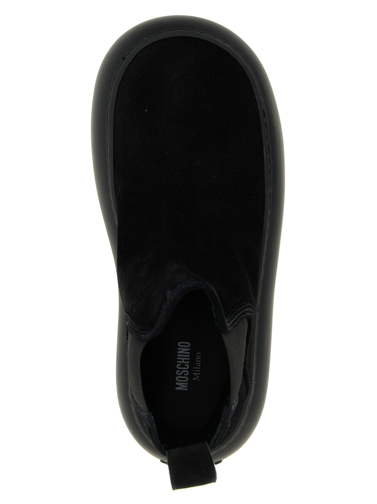 Ankle Chelsea Boots by Moschino for women in bos taurus calfskin leather black features an high-performance silhouette, showcasing the sophisticated design of the Ollie Women's Bos Taurus Calfskin Leather Ankle Chelsea Boots with a and a refined .