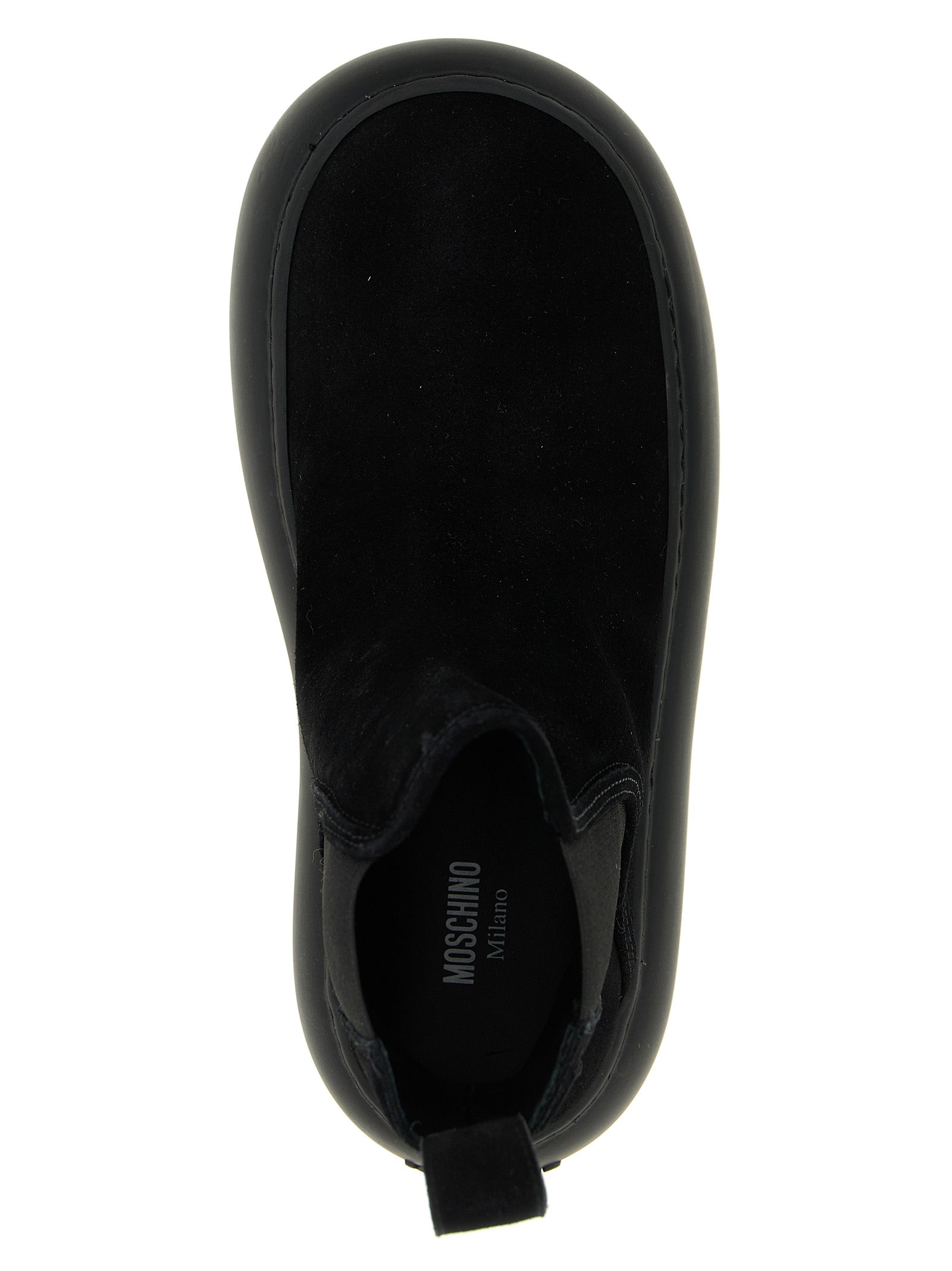 Ankle Chelsea Boots by Moschino for women in bos taurus calfskin leather black features an high-performance silhouette, showcasing the sophisticated design of the Ollie Women's Bos Taurus Calfskin Leather Ankle Chelsea Boots with a and a refined .