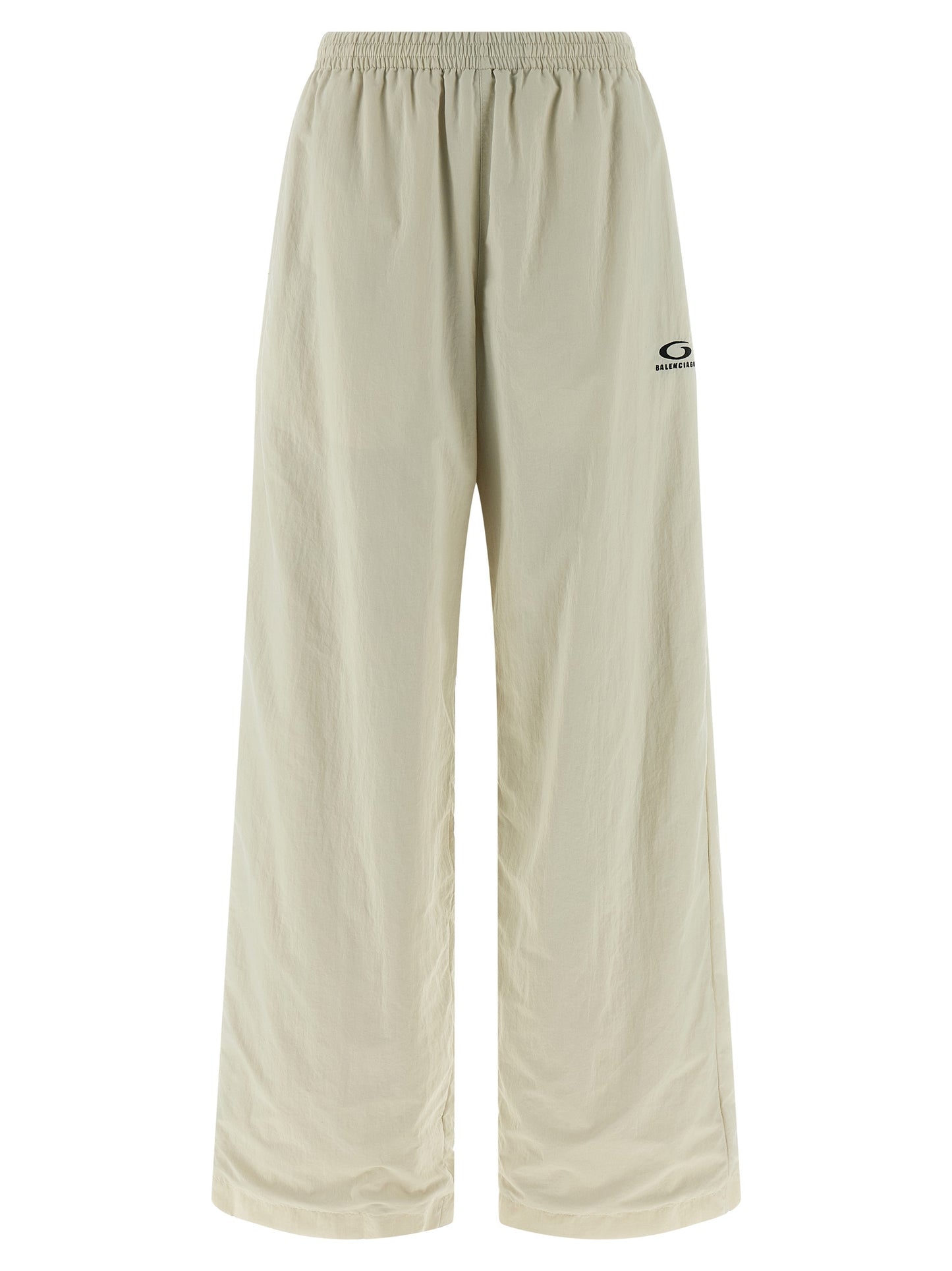 Joggers by Balenciaga for women in polyamide beige presents a refined pantology silhouette, artfully defined by a refined pantology straight-leg & wide, long, and a sophisticated .