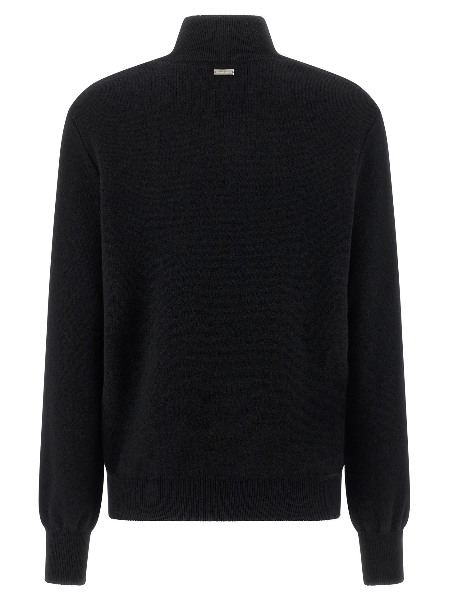 Cardigan by Ferragamo for women in cashmere virgin wool black & floral features a dramatic silhouette, showcasing a sophisticated mock neckline and dramatic detail for a timeless, premium look.