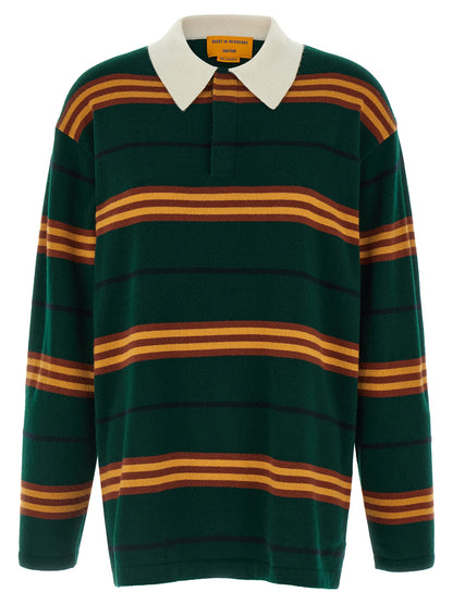Polo Shirt by Guest in Residence for women in cashmere bicolour, green & striped features a eye catching silhouette, showcasing a refined asymmetric neckline and long-sleeve for a eye catching finish.