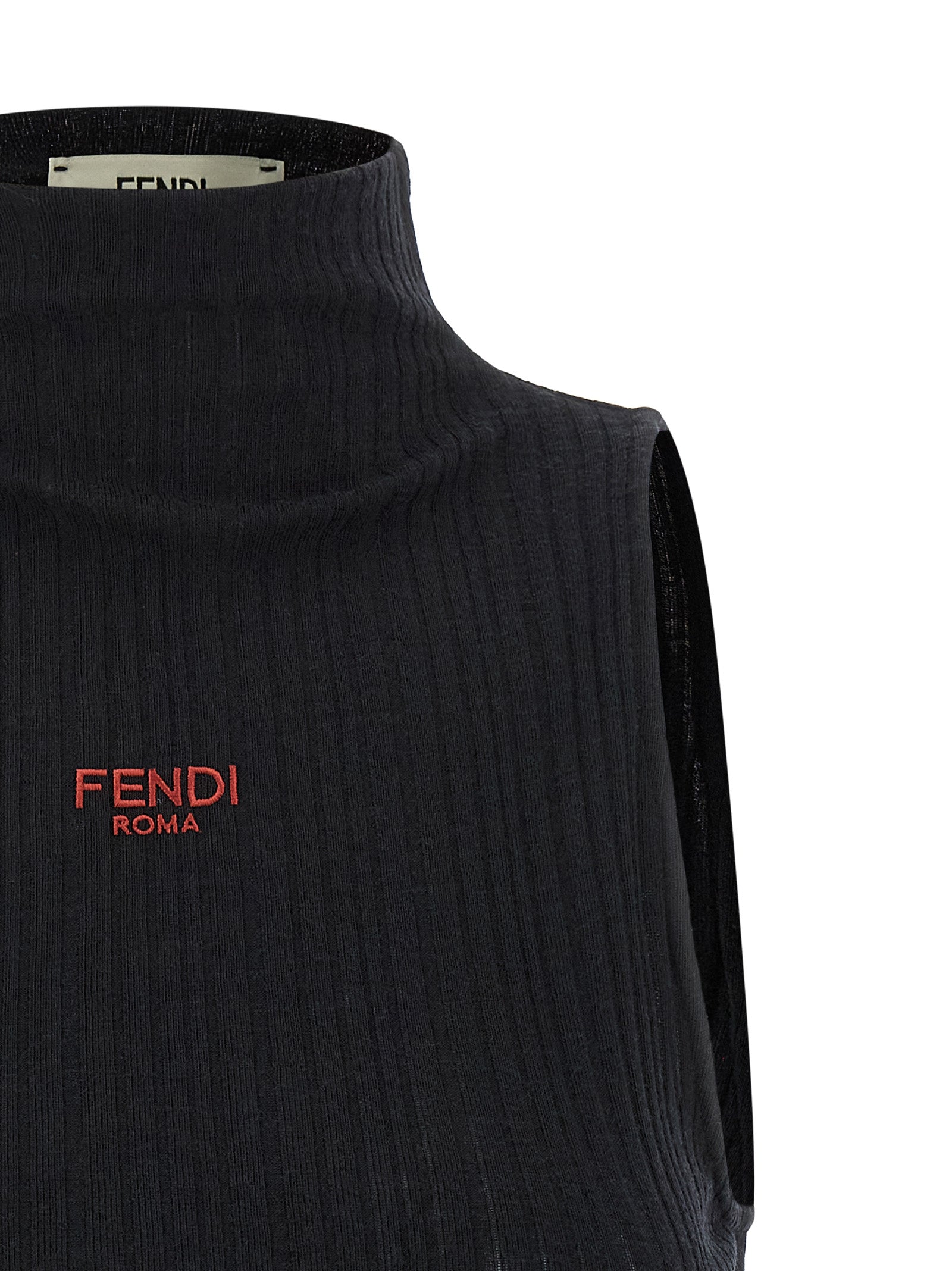 T-Shirt by Fendi for women in cotton polyester black showcases a chic silhouette, artfully detailed with a chic high-neck neckline and for a chic finish.