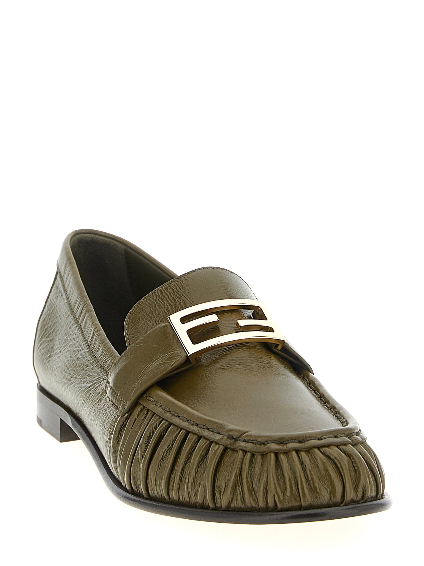This Flat Loafer Slip-On Shoes by Fendi for women in lamb leather bicolour, green & signature features an exquisite silhouette from the Women's Lamb Leather Flat Loafer Slip-On Shoes collection, defined by a sophisticated flat and elegant .
