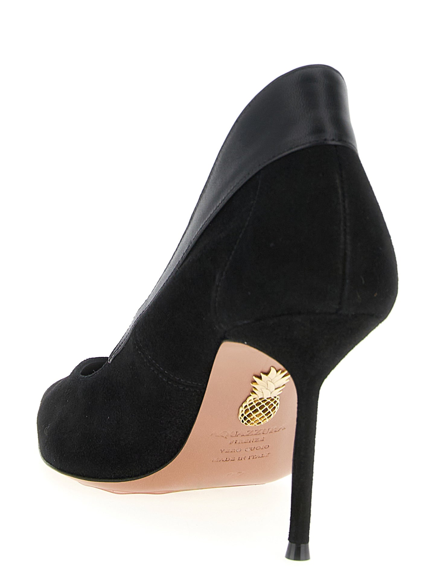 High-Heel Stiletto Pumps Heels by Aquazzura for women in nappa & suede goatskin leather and black showcases a effortlessly elegant silhouette as Women's Nappa & Suede Goatskin Leather High-Heel Stiletto Pumps Heels, featuring a effortlessly elegant stiletto high-heel and a effortlessly elegant pointed toe style for an elegant look.