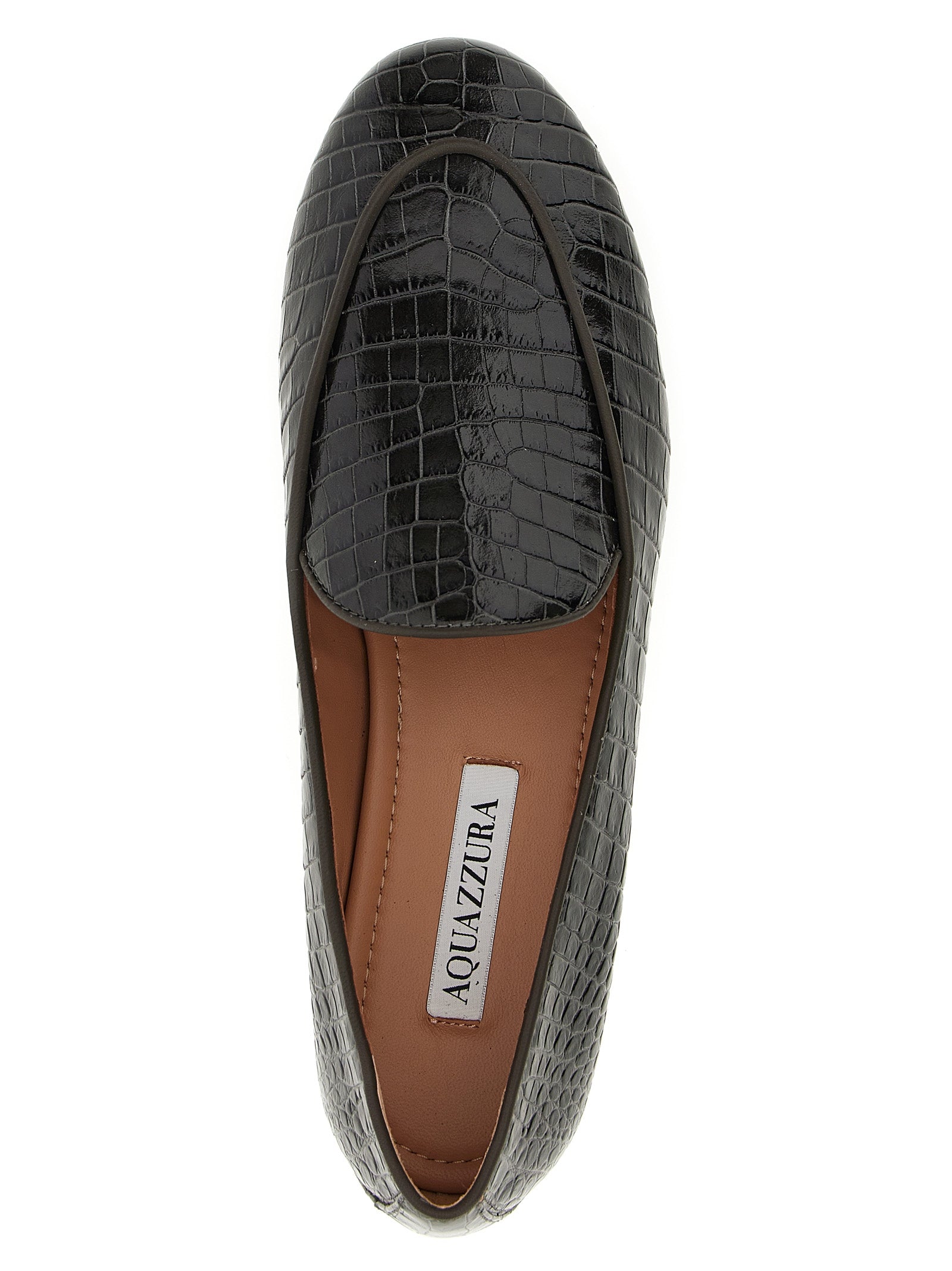 Flat Loafer Slip-On Slippers Shoes by Aquazzura for women in calfskin & lamb leather black showcases a timeless silhouette from the Women's Calfskin & lamb Leather Flat Loafer Slip-On Slippers Shoes collection, featuring a timeless flat and for a timeless finish.