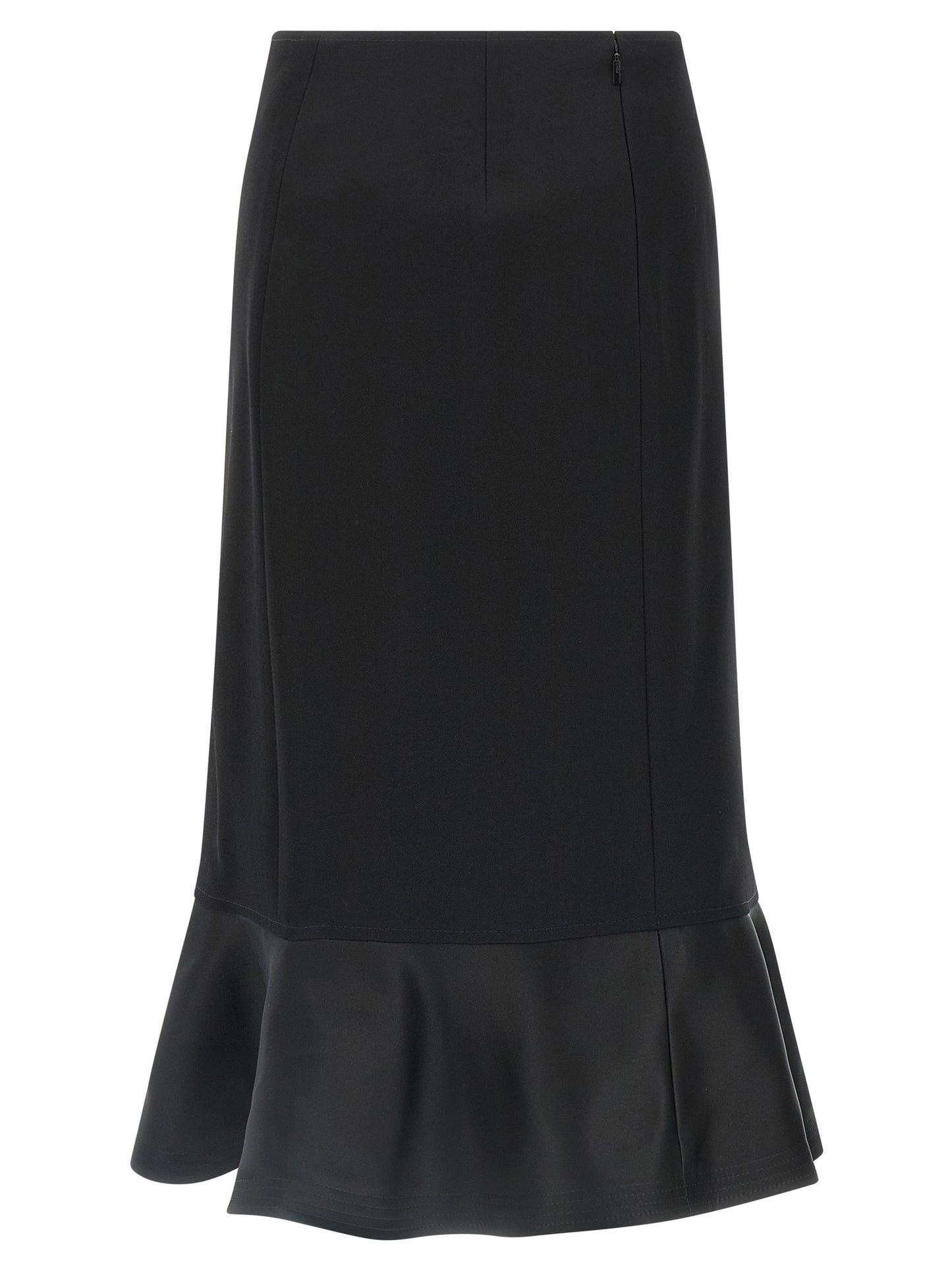 Skirt by Fendi for women in virgin wool black features a contoured silhouette from the Women's Flared High Rise Virgin Wool Midi Skirt collection, characterized by its contoured midi for a contoured finish.