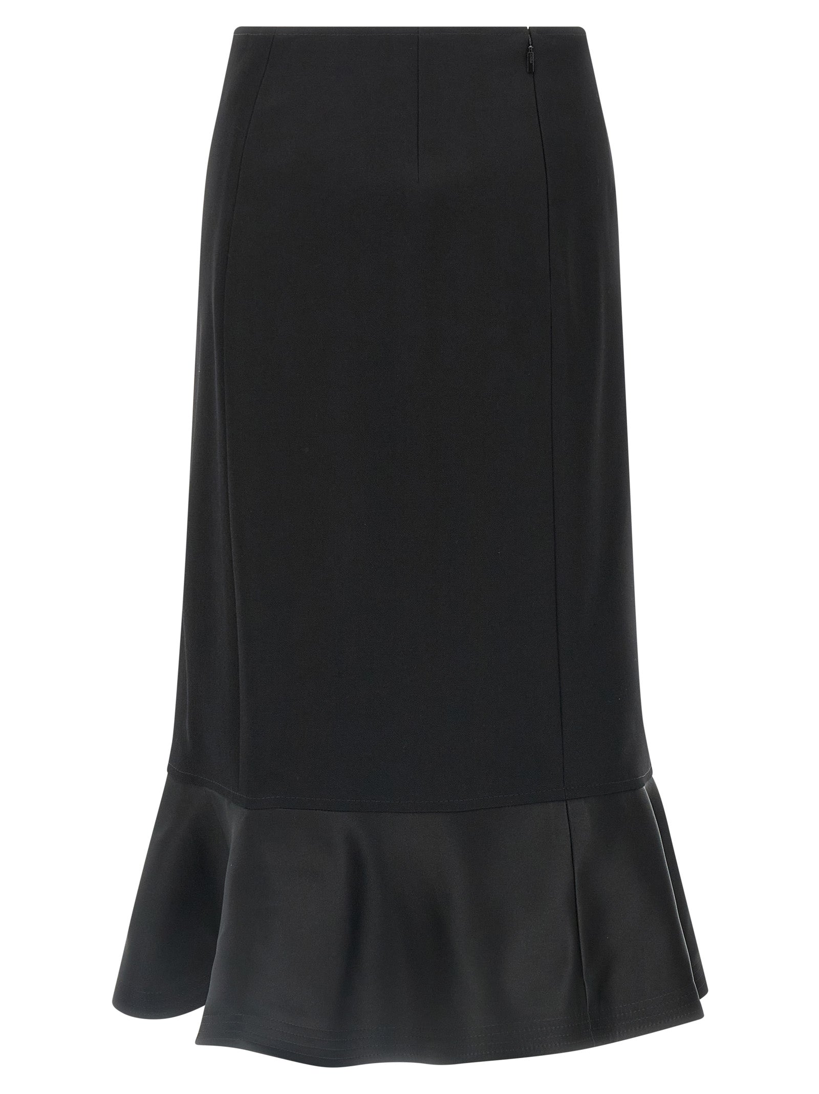 Skirt by Fendi for women in virgin wool black features a contoured silhouette from the Women's Flared High Rise Virgin Wool Midi Skirt collection, characterized by its contoured midi for a contoured finish.