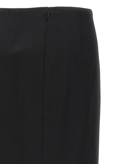 Skirt by Fendi for women in virgin wool black features a sublime silhouette, showcasing the sublime design of the Women's Flared High Rise Virgin Wool Midi Skirt in a sophisticated midi.