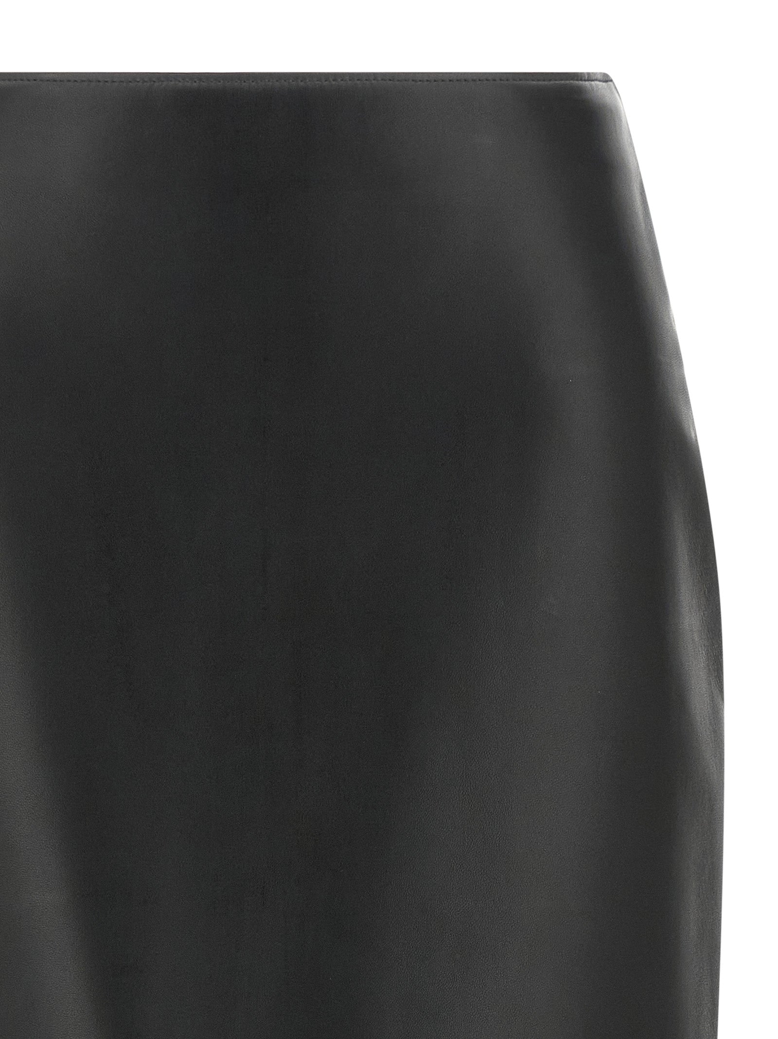 Skirt by Fendi for women in lamb leather black features an relaxed-yet-refined silhouette that elegantly showcases the Women's Flared High Rise Lamb Leather Midi Skirt design and sophisticated midi.