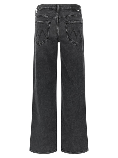Jeans by Mother Denim for women in stretch denim cotton black features an sophisticated high rise and straight-leg & wide with a precise long, creating a sophisticated and sophisticated silhouette.