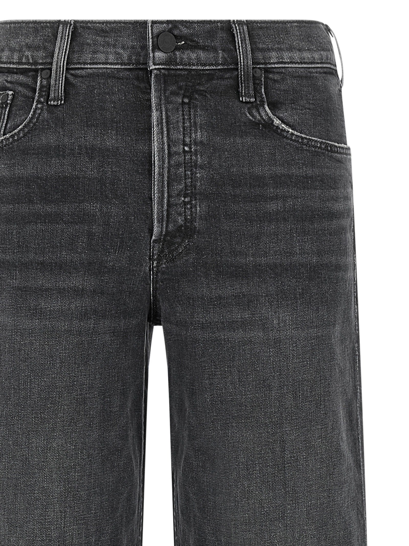 Jeans by Mother Denim for women in stretch denim cotton black features an refined tailoring silhouette, showcasing a premium straight-leg & wide with a high rise and long cut for a refined tailoring look.
