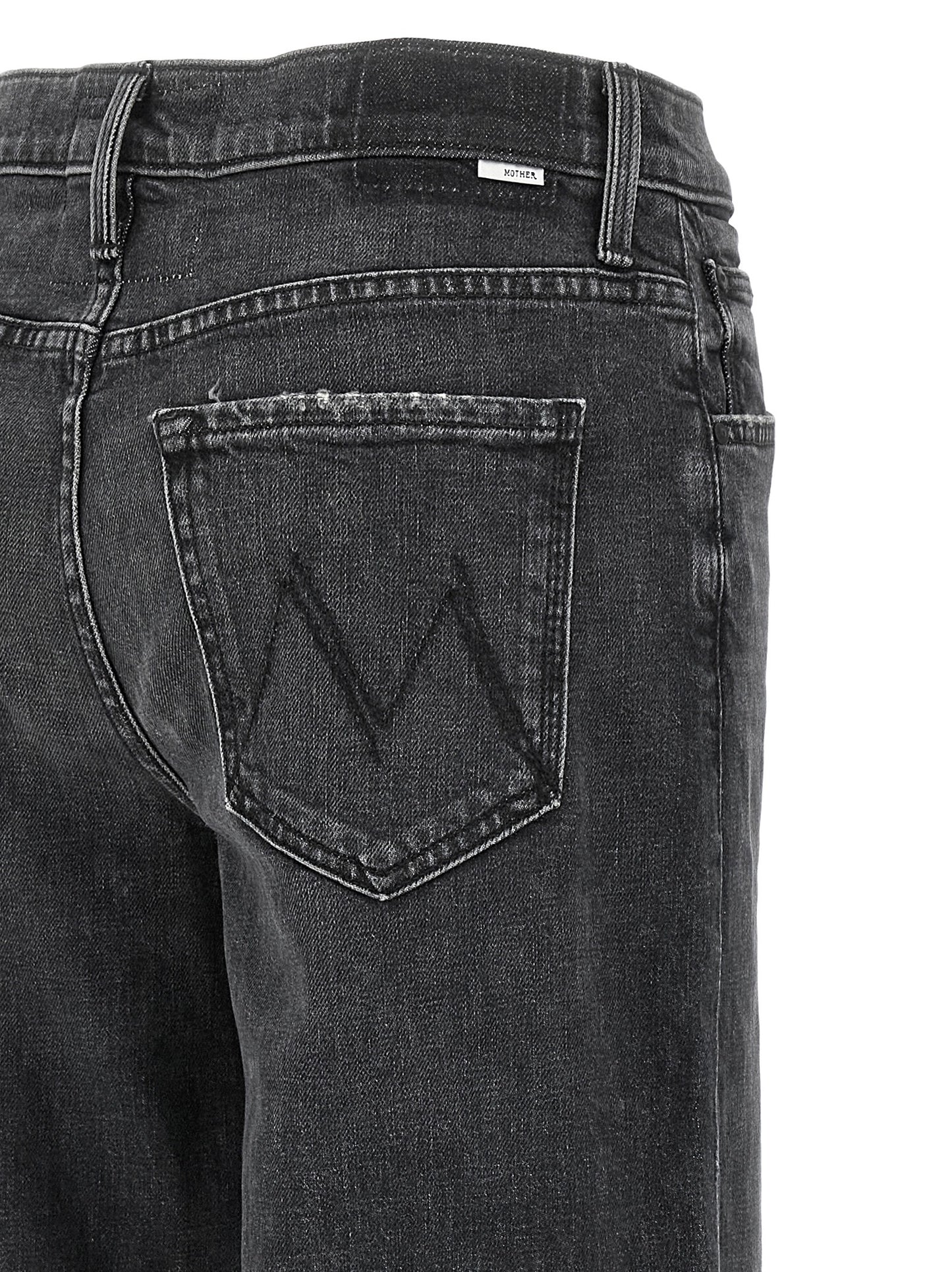 Jeans by Mother Denim for women in stretch denim cotton black presents a tailored silhouette, showcasing a tailored straight-leg & wide and long cut with a refined high rise for a truly tailored aesthetic.