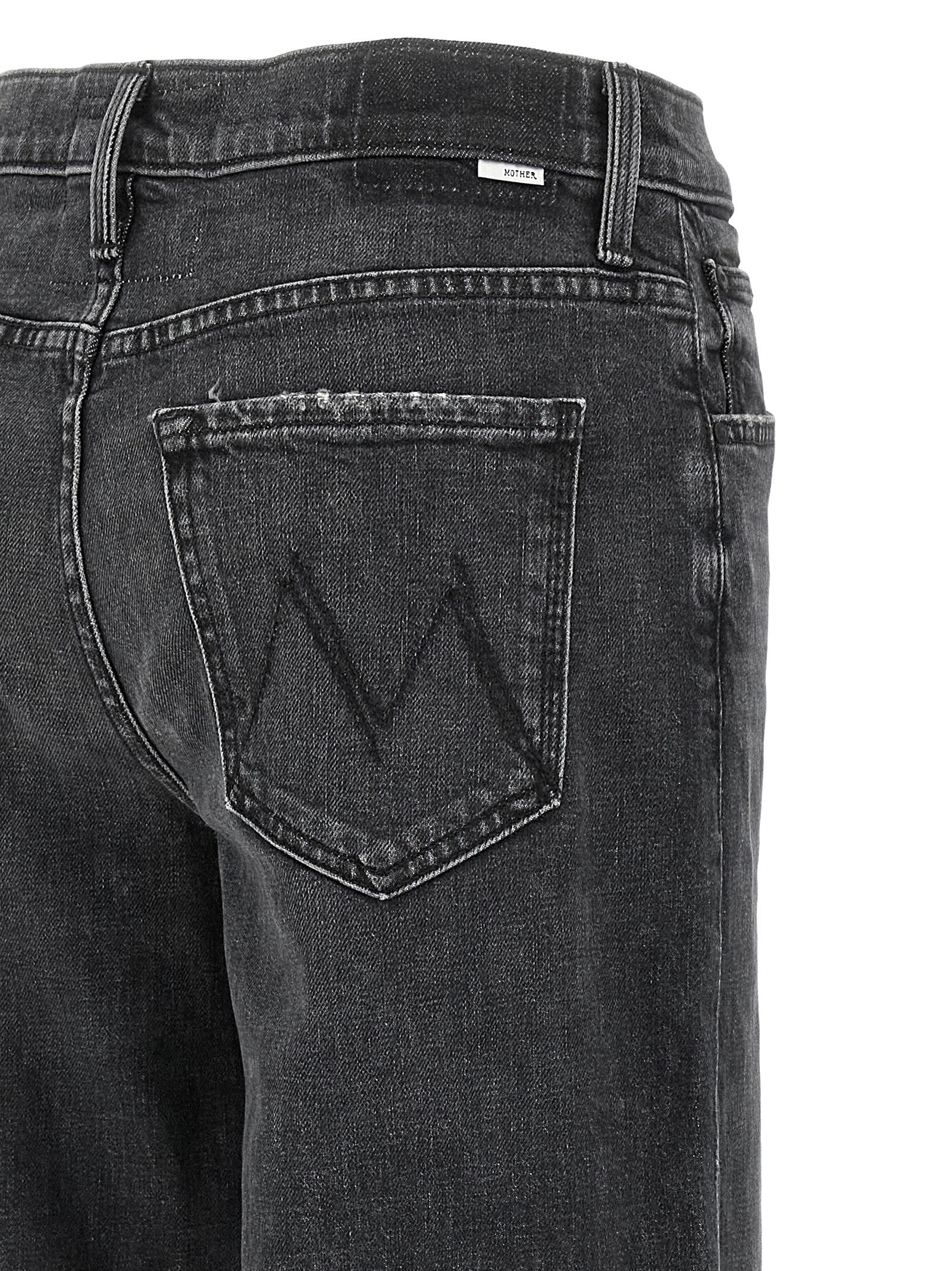 Jeans by Mother Denim for women in stretch denim cotton black presents a tailored silhouette, showcasing a tailored straight-leg & wide and long cut with a refined high rise for a truly tailored aesthetic.