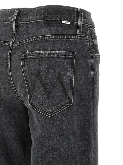 Jeans by Mother Denim for women in stretch denim cotton black presents a tailored silhouette, showcasing a tailored straight-leg & wide and long cut with a refined high rise for a truly tailored aesthetic.