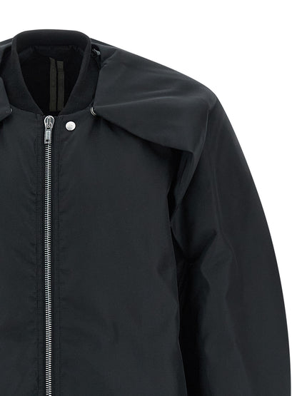 Bomber Jacket by DRKSHDW for men in nylon black showcases a bohemian silhouette, artfully detailed with a bohemian and signature pockets & insulated for a truly bohemian finish.