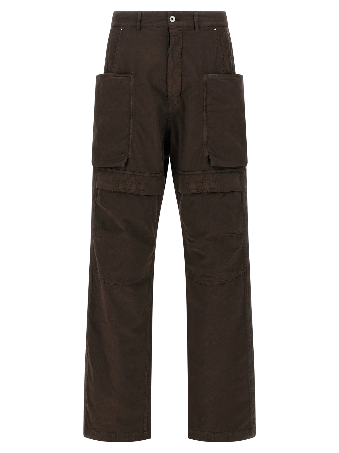 Cargo Pants by DRKSHDW for men in cotton brown presents a on trend silhouette, artfully finished with a on trend straight-leg & wide, long, and for a sophisticated look.