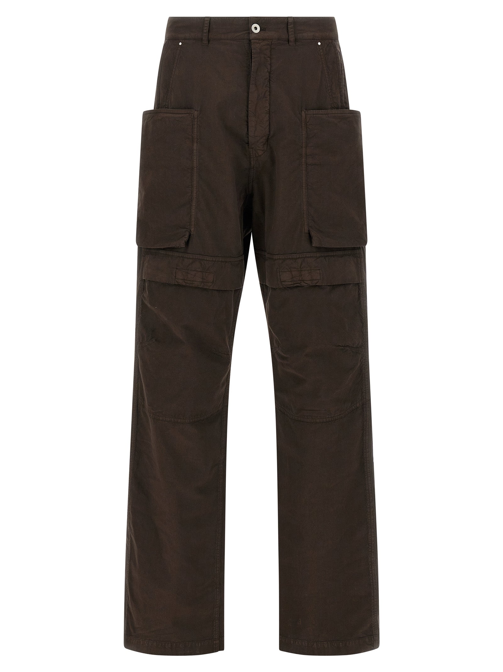 Cargo Pants by DRKSHDW for men in cotton brown presents a on trend silhouette, artfully finished with a on trend straight-leg & wide, long, and for a sophisticated look.