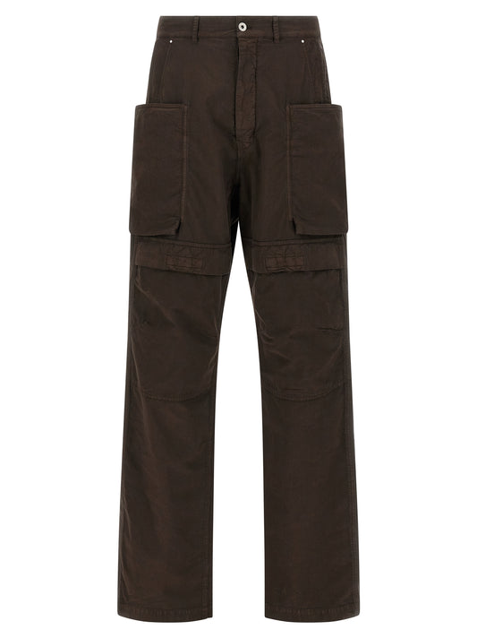 Cargo Pants by DRKSHDW for men in cotton brown presents a on trend silhouette, artfully finished with a on trend straight-leg & wide, long, and for a sophisticated look.