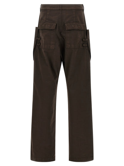 Cargo Pants by DRKSHDW for men in cotton brown features an urban chic straight-leg & wide with a and long, creating a urban chic aesthetic for "Moon Behind the Hill".