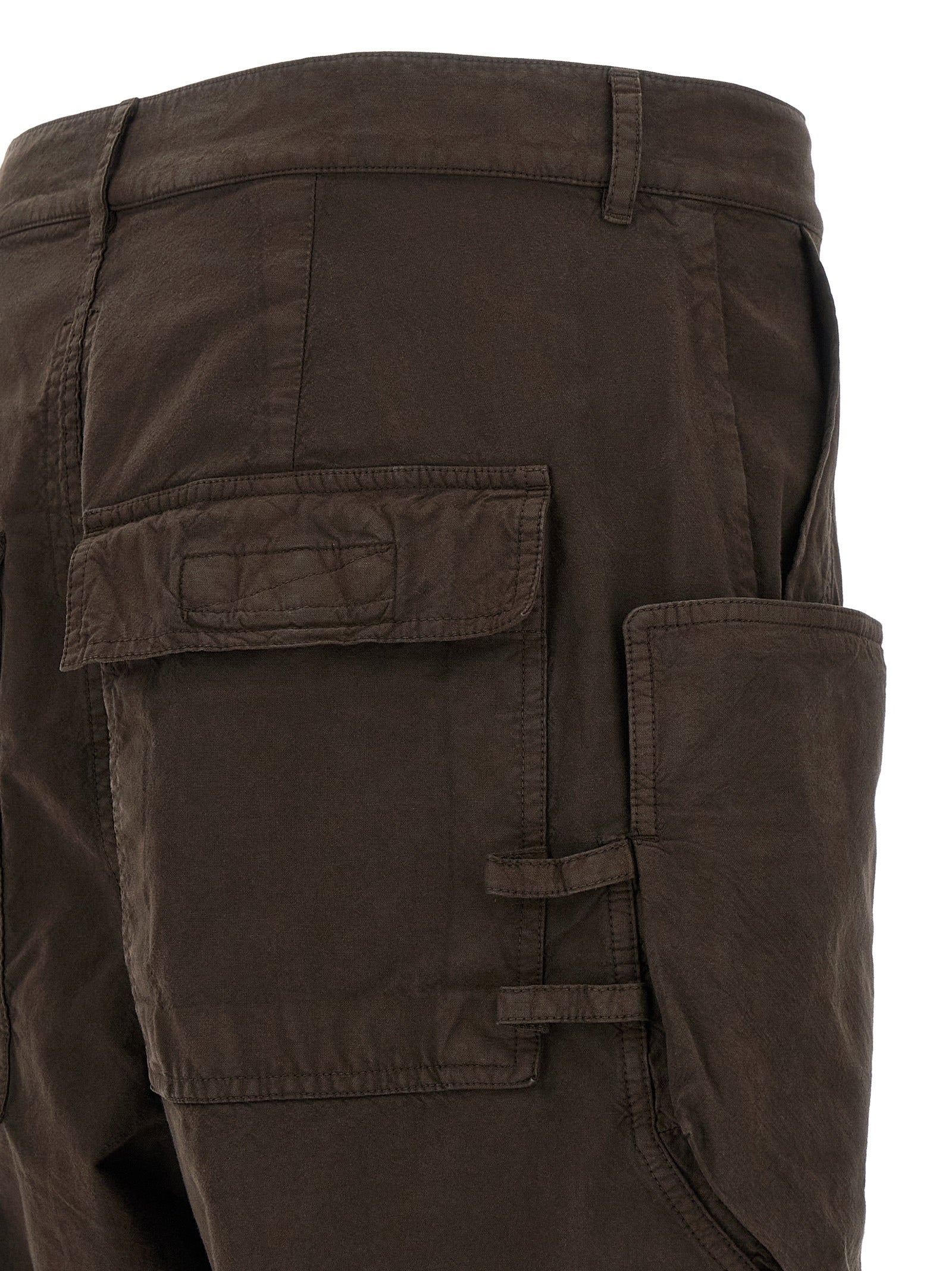 Cargo Pants by DRKSHDW for men in cotton brown features an tailored straight-leg & wide with a and long, creating a tailored utilitarian silhouette.