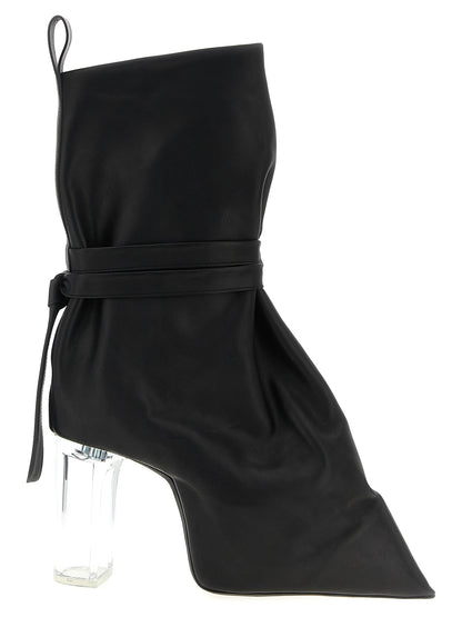 Platform Ankle Strap Boots by Rick Owens for women in pvc & cowhide leather black & transparent showcases a ergonomic silhouette from the Women's PVC & Cowhide Leather Platform Ankle Strap Boots collection, featuring a ergonomic platform and a ergonomic .