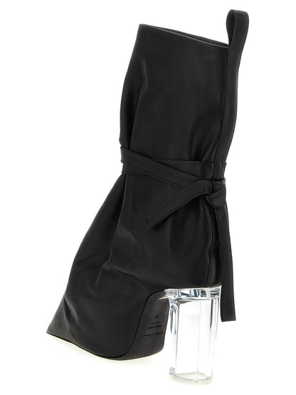 Platform Ankle Strap Boots by Rick Owens for women in pvc & cowhide leather black & transparent showcases a impeccable silhouette as Women's PVC & Cowhide Leather Platform Ankle Strap Boots, artfully defined by a impeccable platform and a impeccable .