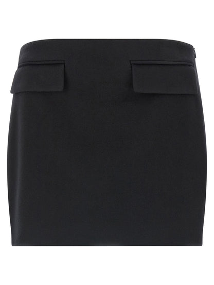 Skirt by Ferragamo for women in viscose & virgin cashmere wool black features a sublime silhouette, showcasing the sublime design of the Women's Viscose & Virgin Cashmere Wool Mini Long Skirt in a sophisticated mini long.