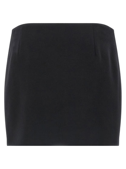 Skirt by Ferragamo for women in viscose & virgin cashmere wool black features an relaxed-yet-refined silhouette that elegantly showcases the Women's Viscose & Virgin Cashmere Wool Mini Long Skirt design and sophisticated mini long.