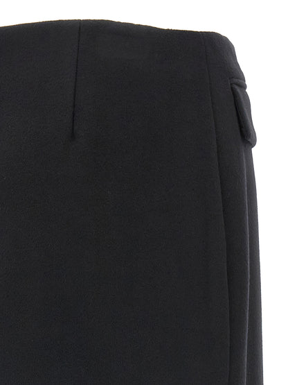 Skirt by Ferragamo for women in viscose & virgin cashmere wool black features a sublime silhouette, showcasing the sublime design of the Women's Viscose & Virgin Cashmere Wool Mini Long Skirt in a sophisticated mini long.