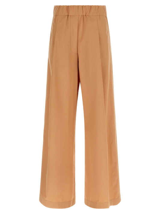 Trousers by Dries Van Noten for women in cotton multicolor & pink presents a smart silhouette, meticulously detailed with a smart wide, a smart long, and a smart high rise.