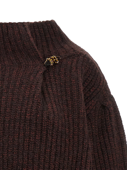 Dries Van Noten Women's Wide Alpaca Wool & Polyamide Cardigan - Bordeaux